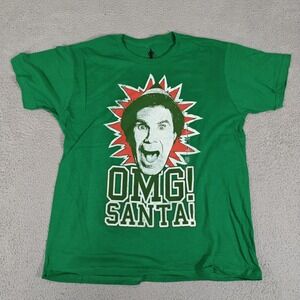 Elf‎ OMG Santa Shirt Mens Large Green Christmas Movie Buddy Holiday Funny Tee